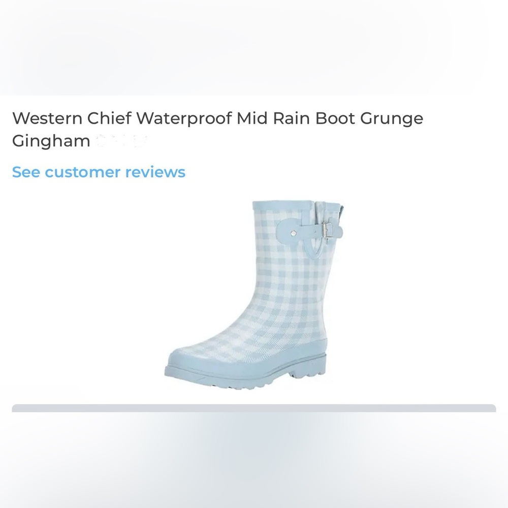 Western Chief Grunge Gingham Rain Boots - Size 10 - New with Tags